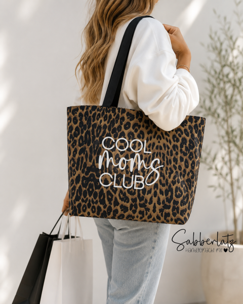 Preview: Shopper Leopard – optional mit Wunschbeschriftung
